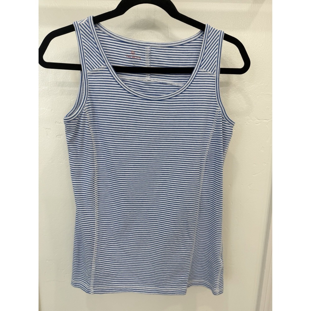 Talbots Tank Top Blue‎ White Stripe Scoop Neck Knit Fisherman Nautical Women's S